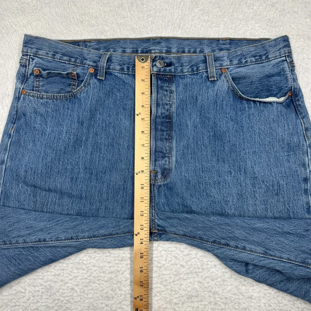Levis 501 Jeans Blue Regular Straight Fit Faded Stonewash Denim Men's 42x32
